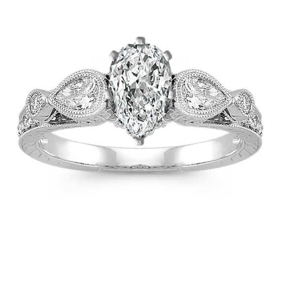 Vintage Pear-Shaped and Round Diamond Engagement Ring