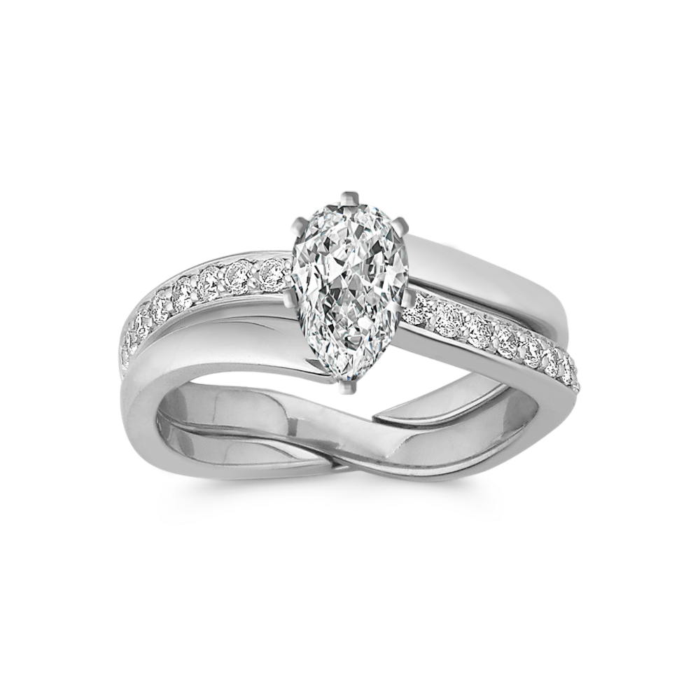Natural Diamond Wedding Set with Pave Setting