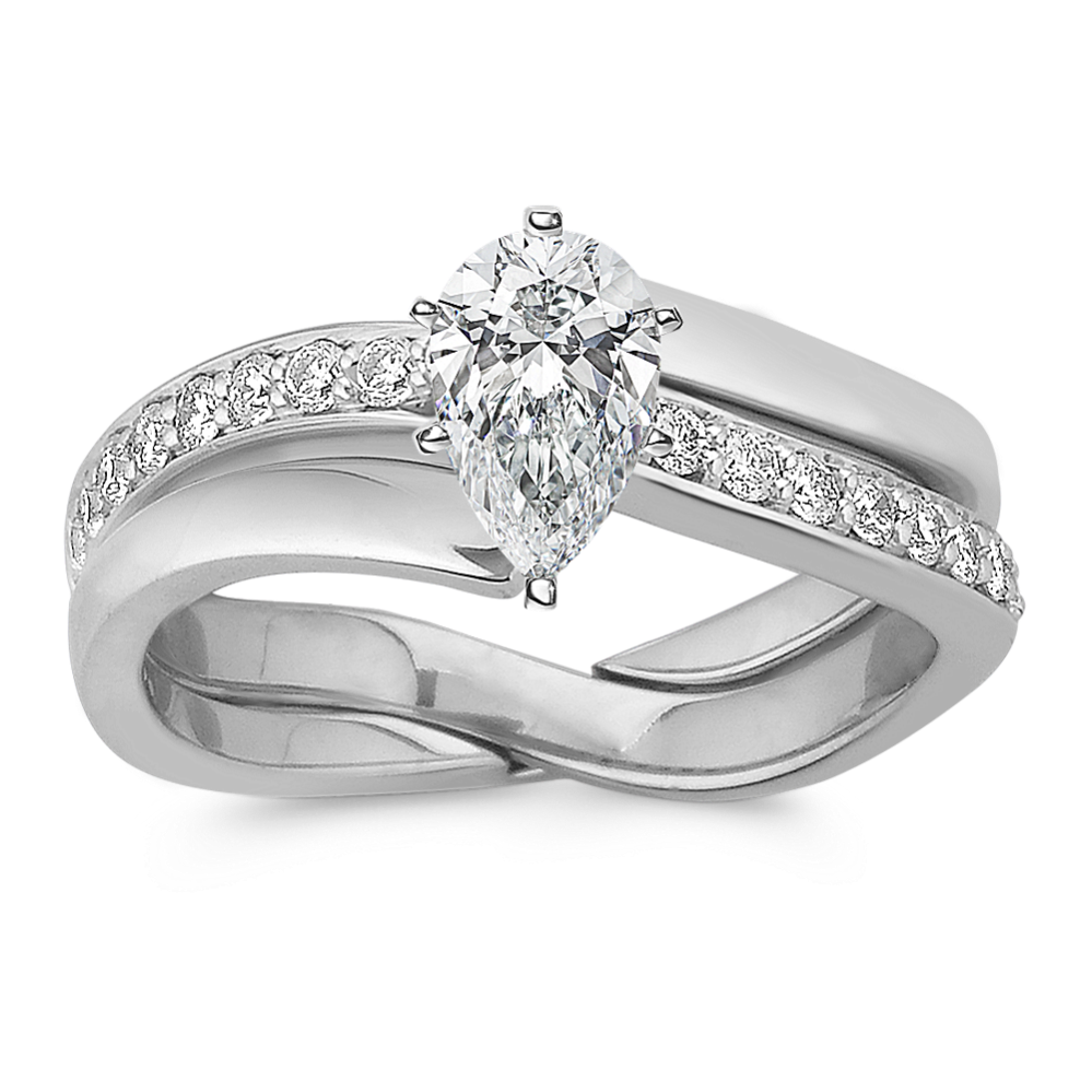 Diamond Wedding Set with Pave Setting