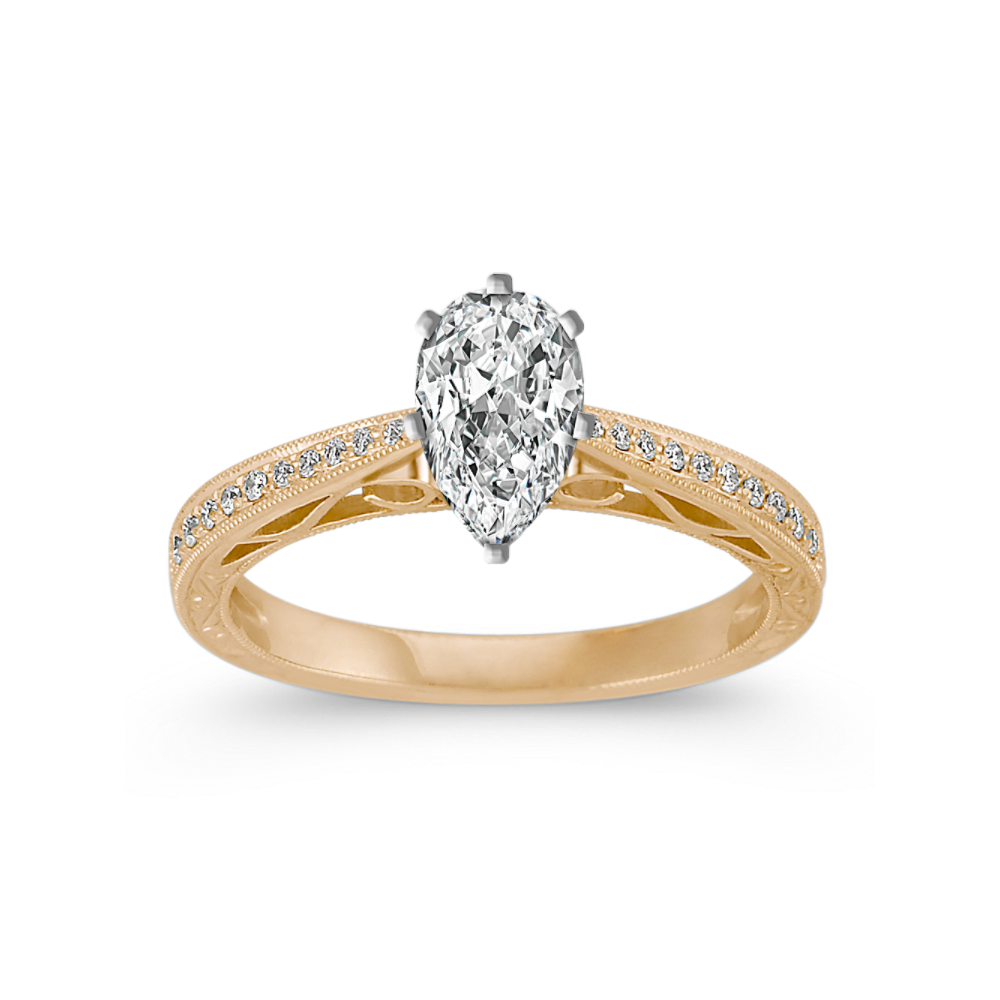 Agatha Vintage Natural Diamond Engagement Ring in 14k Yellow Gold