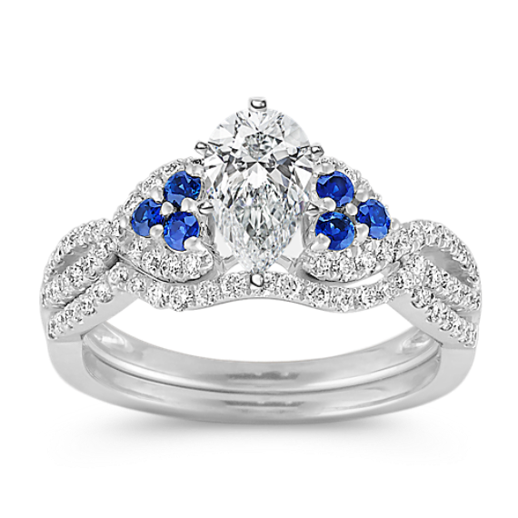 Blueberry Sapphire & Diamond Wedding Set