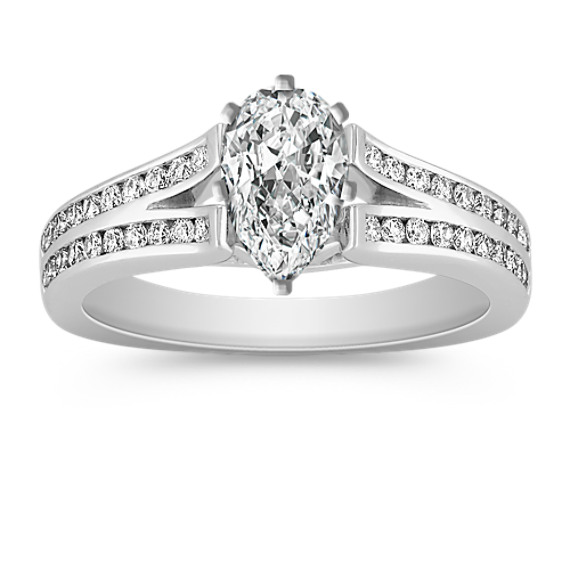 Cathedral Double Row Round Diamond Engagement Ring