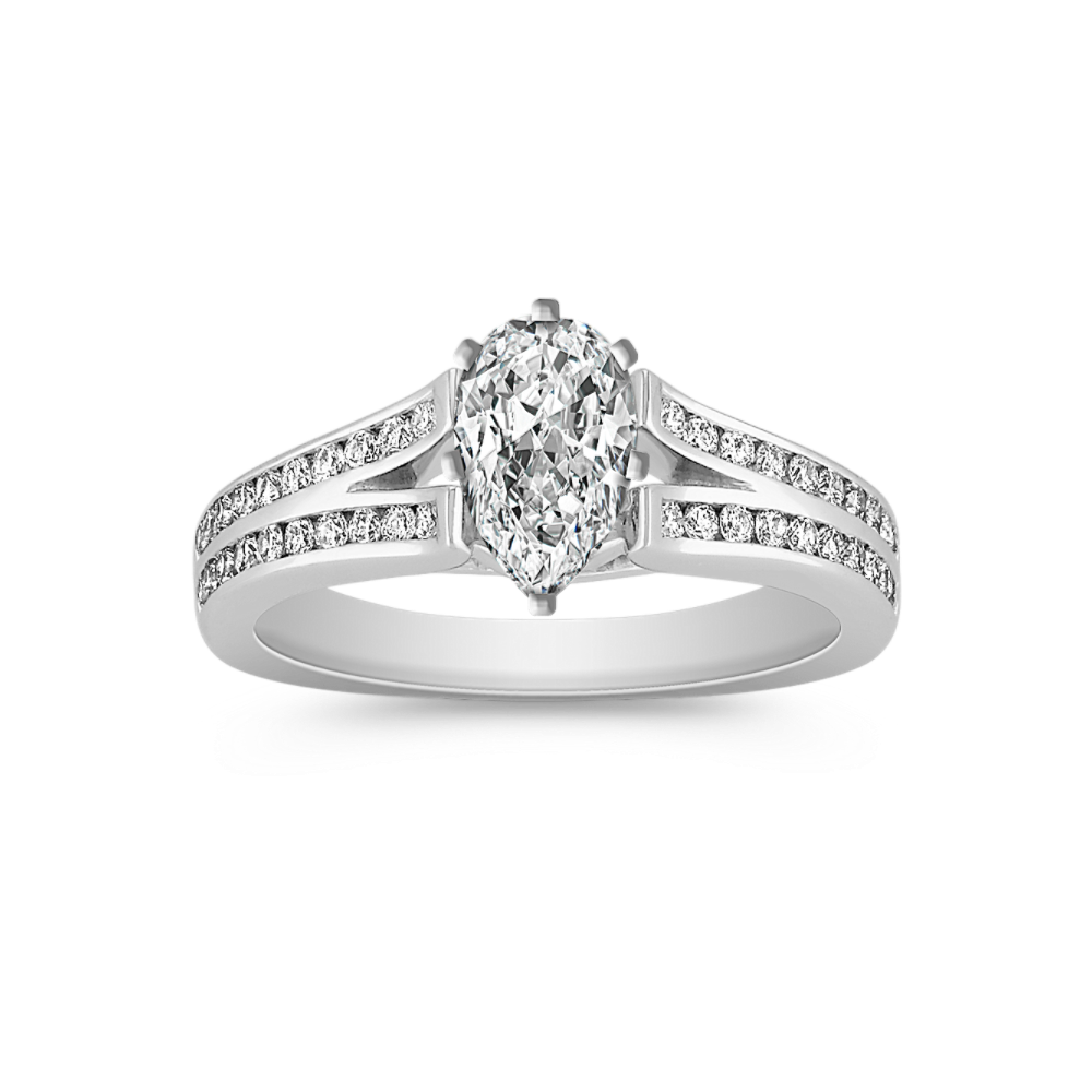 Cathedral Double Row Round Natural Diamond Engagement Ring