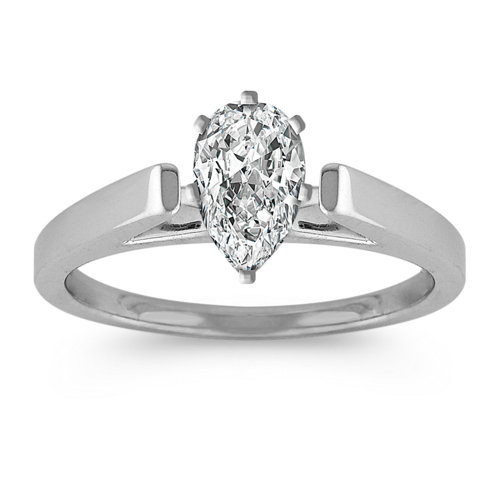 Cathedral Solitaire White Gold Engagement Ring with Polish Finish