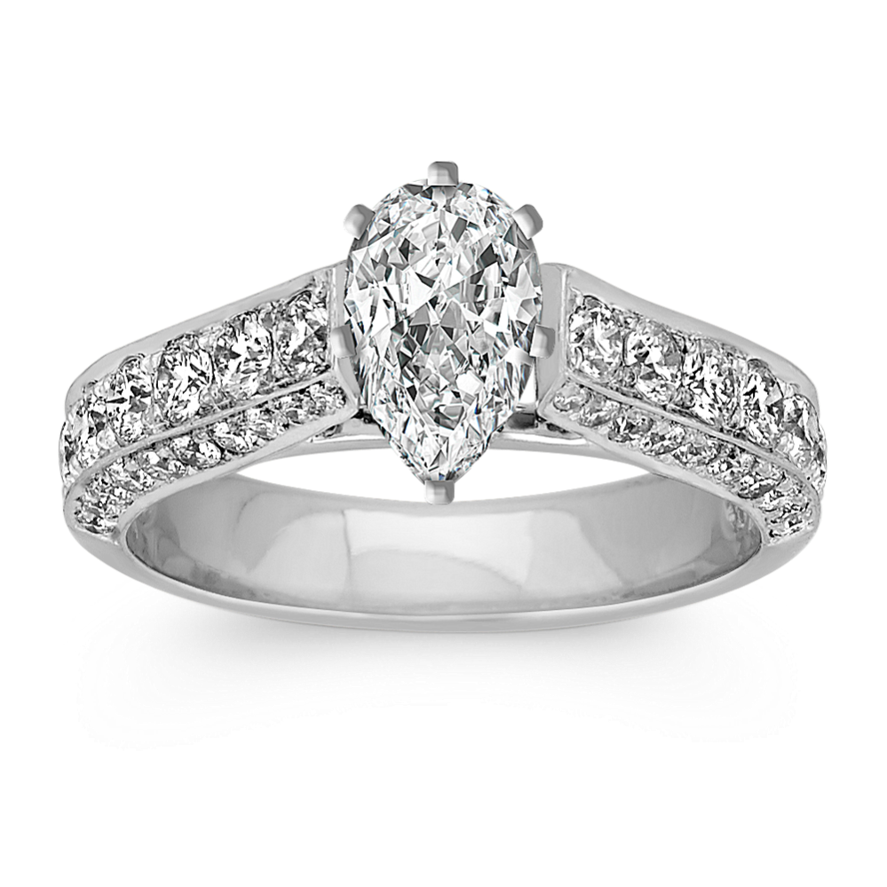 Palermo Diamond Cathedral Engagement Ring in Platinum