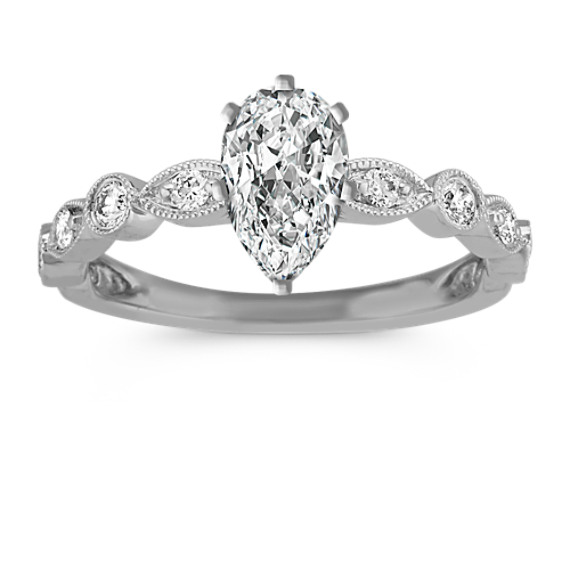 Sonnet Diamond Vintage Engagement Ring in 14k White Gold