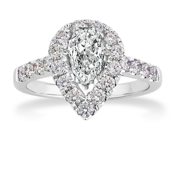 Showstopper Pear-Shaped Halo Engagement Ring with Pear Diamond
