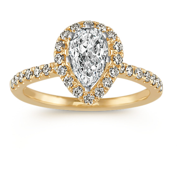 Diamond Pear-Shaped Halo Engagement Ring