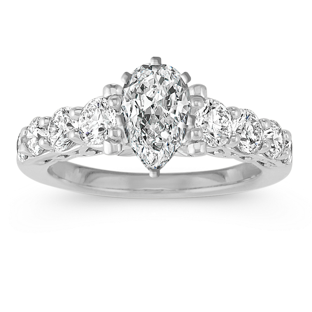 Vintage Round Diamond Engagement Ring in 14k White Gold