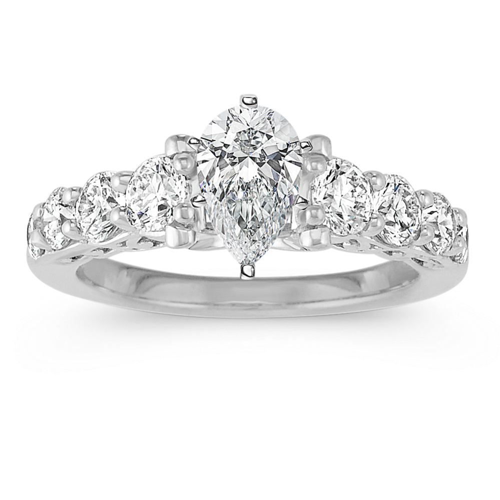 Vintage Round Diamond Engagement Ring in 14k White Gold