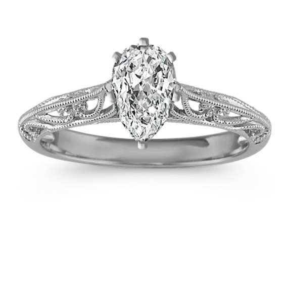 Vintage Cathedral Diamond Engagement Ring with Pear Diamond