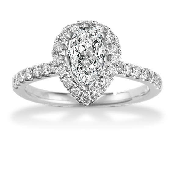 Natural Diamond Pear-Shaped Halo Engagement Ring