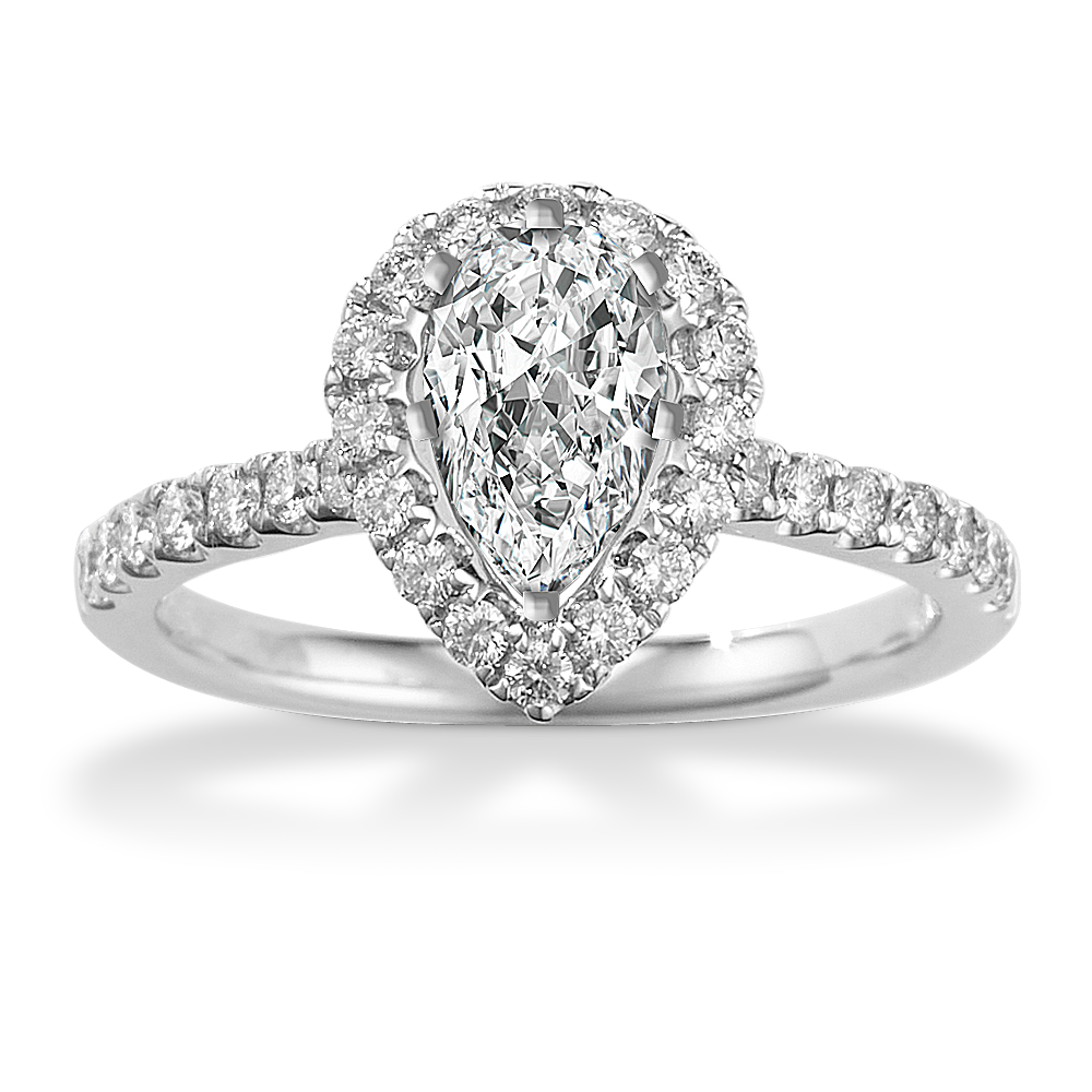 Diamond Pear-Shaped Halo Engagement Ring (Setting Price)