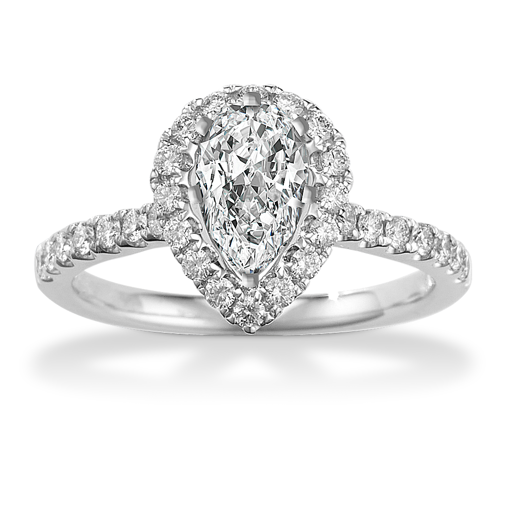 Diamond Pear Shaped Halo Engagement Ring Shane Co