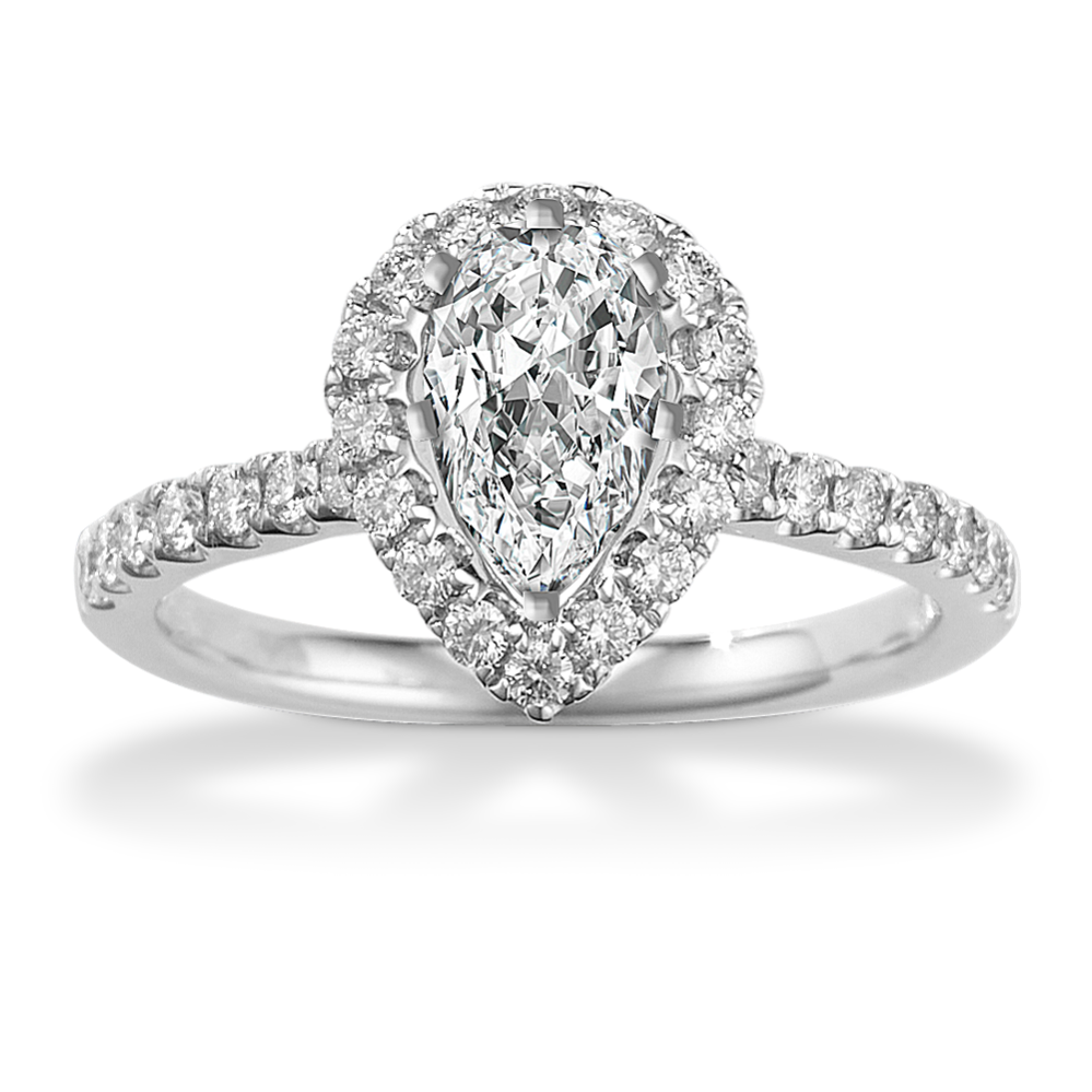 Diamond Pear-Shaped Halo Engagement Ring