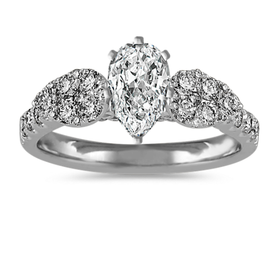 Diamond Cathedral Engagement Ring in 14k White Gold