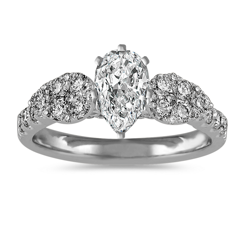 Diamond Cathedral Engagement Ring in 14k White Gold