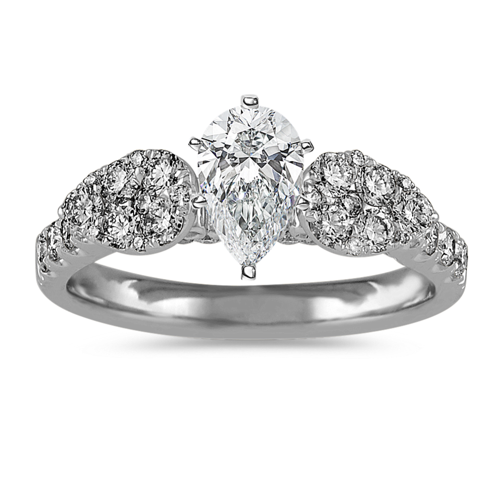 Diamond Cathedral Engagement Ring in 14k White Gold