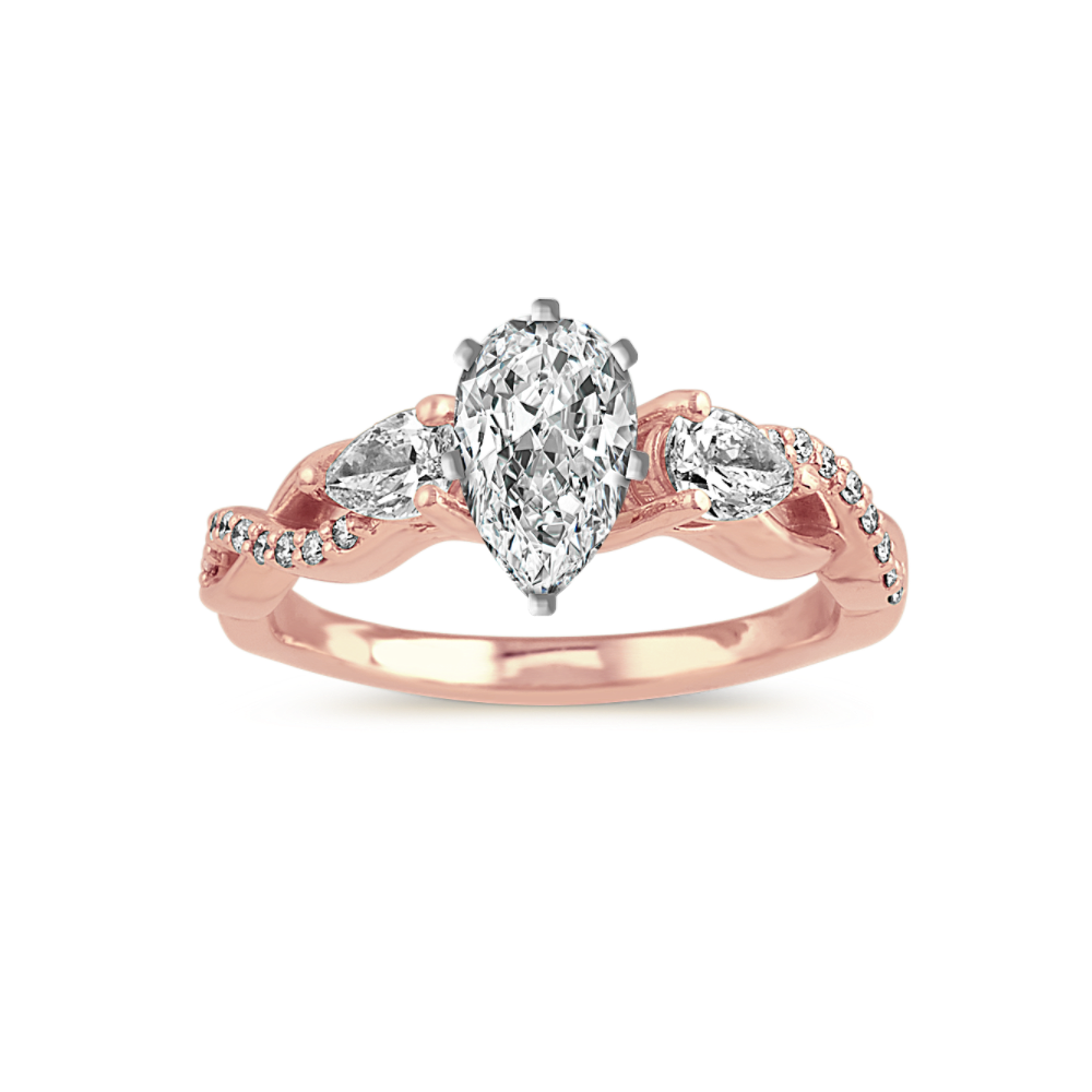 Infinity Natural Diamond Engagement Ring in 14k Rose Gold
