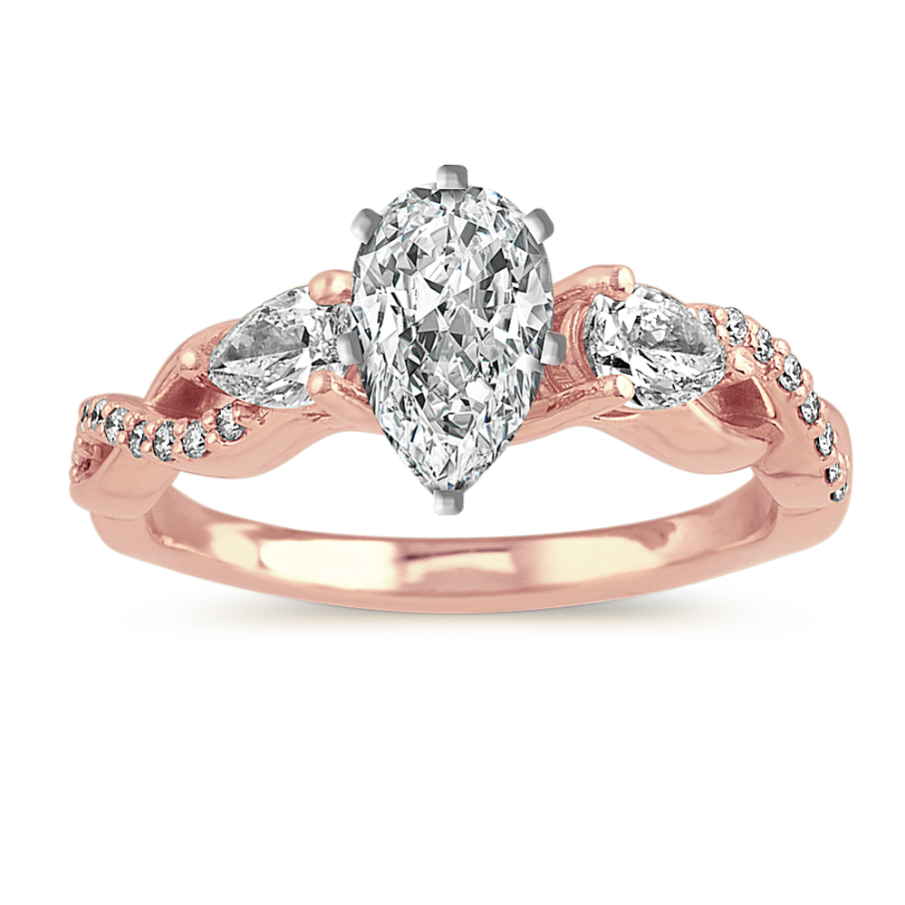 Infinity Diamond Engagement Ring in 14k Rose Gold