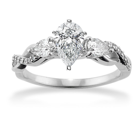 Three-Stone Infinity Engagement Ring in White Gold | Shane Co.