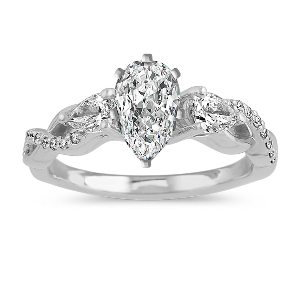 Infinity Diamond Engagement Ring in 14k White Gold