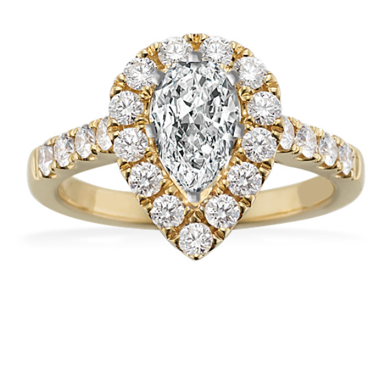 Pear-Shaped Halo Engagement Ring in 14k Yellow Gold