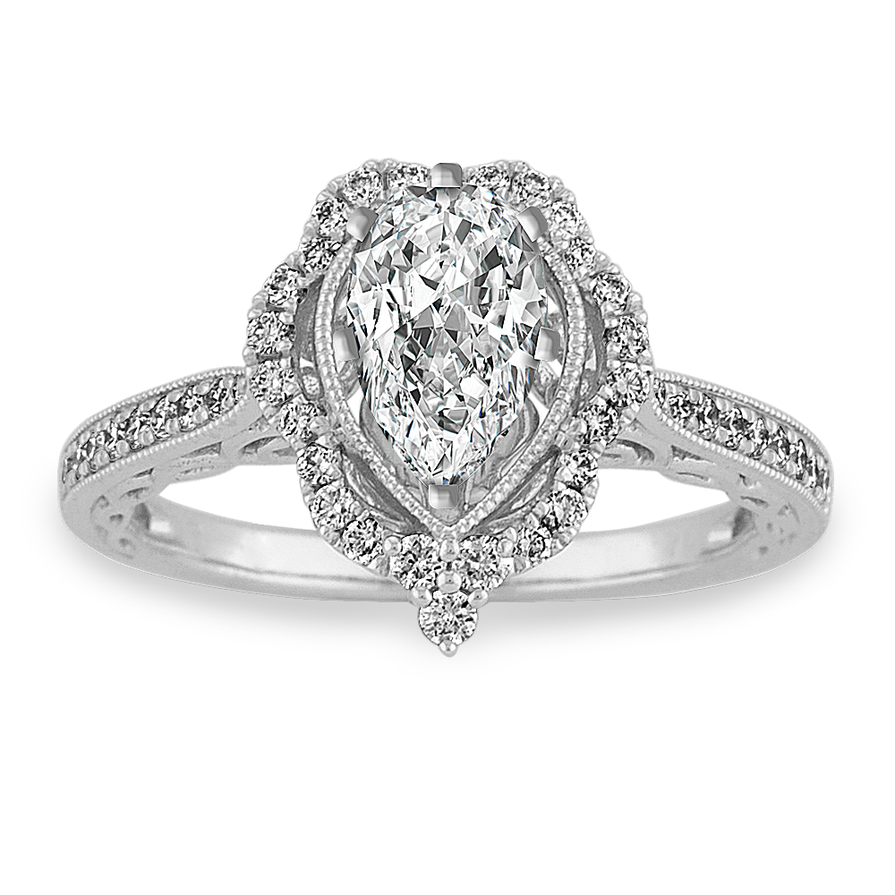 Vintage Diamond Halo Engagement Ring Shane Co