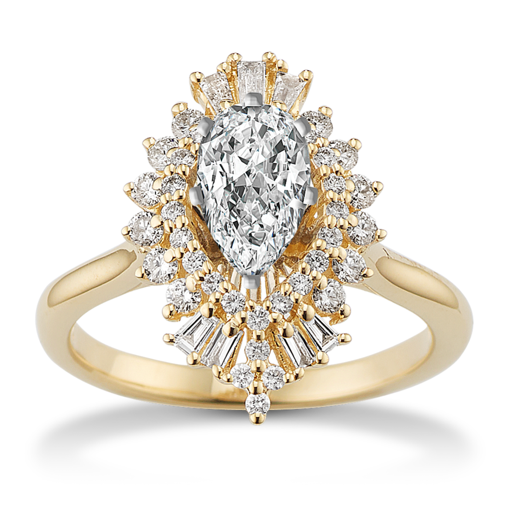 0.9 ct. Natural Diamond Engagement Ring in Yellow Gold