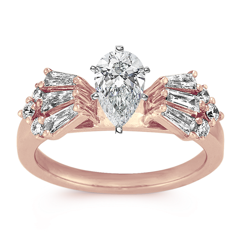 Baguette and Round Diamond Engagement Ring