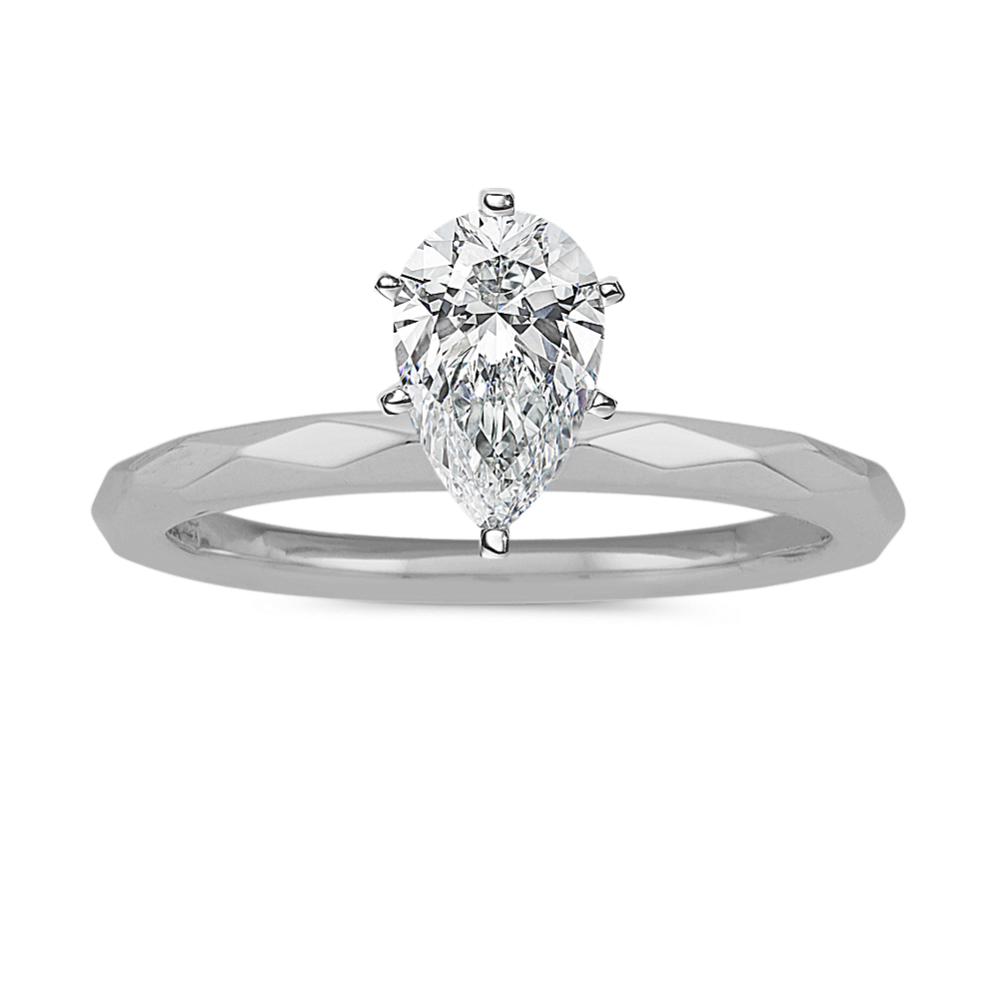Geometric Solitaire Engagement Ring in Platinum