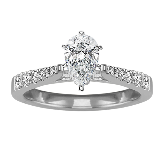 Tapered Diamond Pave Engagement Ring in Platinum