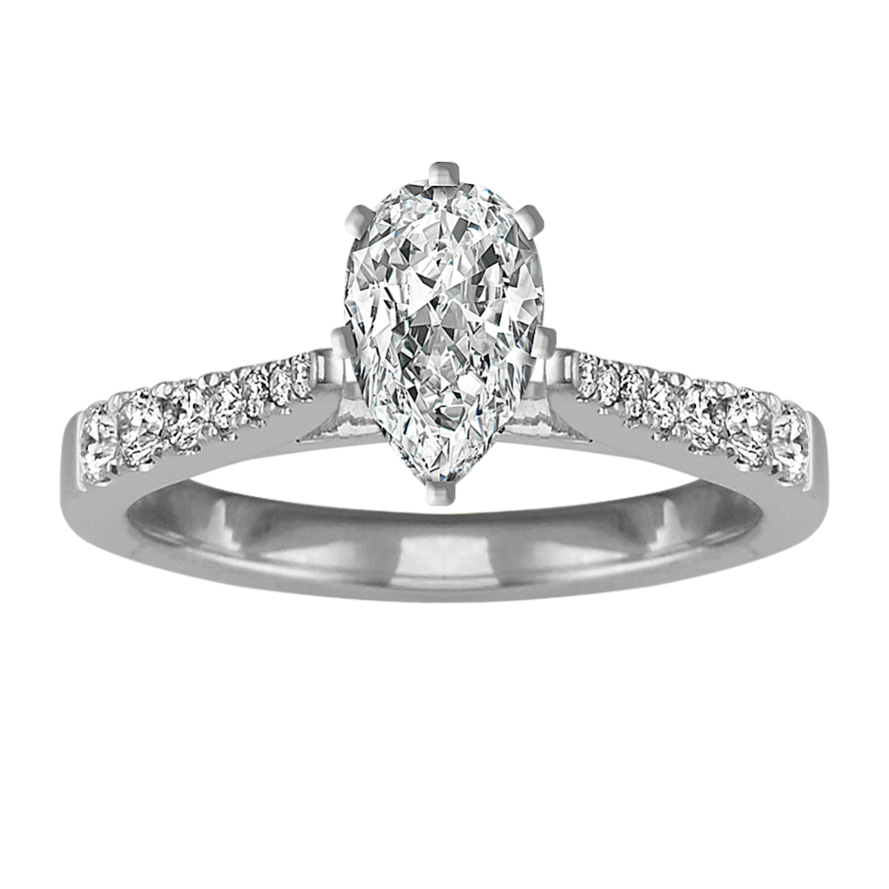 Tapered Pave Cathedral Engagement Ring in Platinum