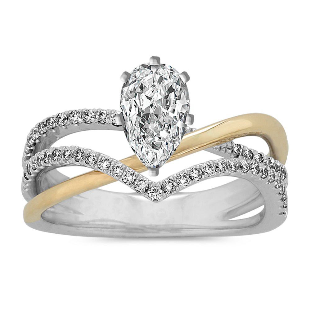 0.9 ct. Natural Diamond Engagement Ring in White and Yellow Gold
