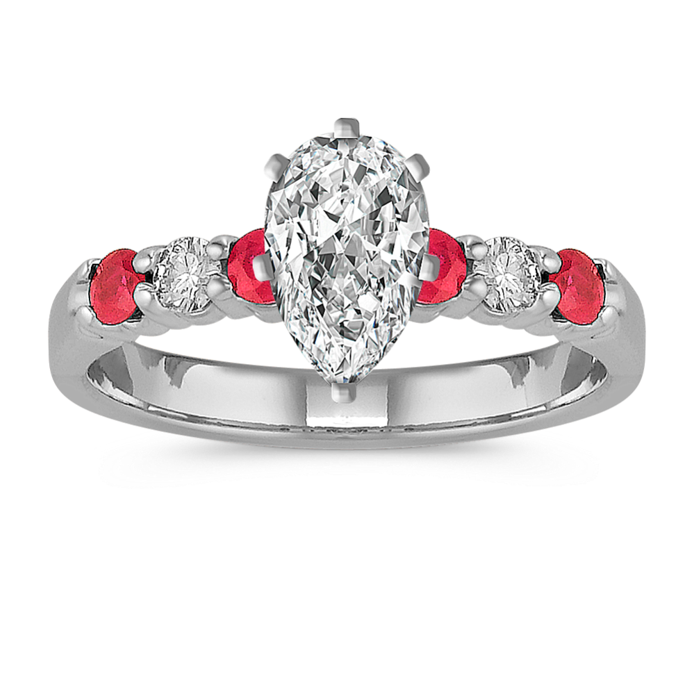 Round Ruby and Diamond Engagement Ring