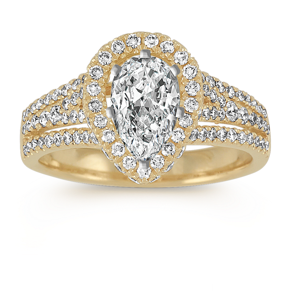 Concerto Diamond Halo Engagement Ring in 14k Yellow Gold
