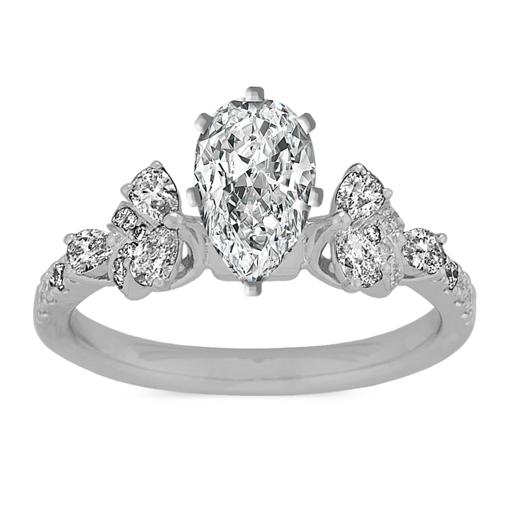 Classic Pear and Round Diamond Engagement Ring