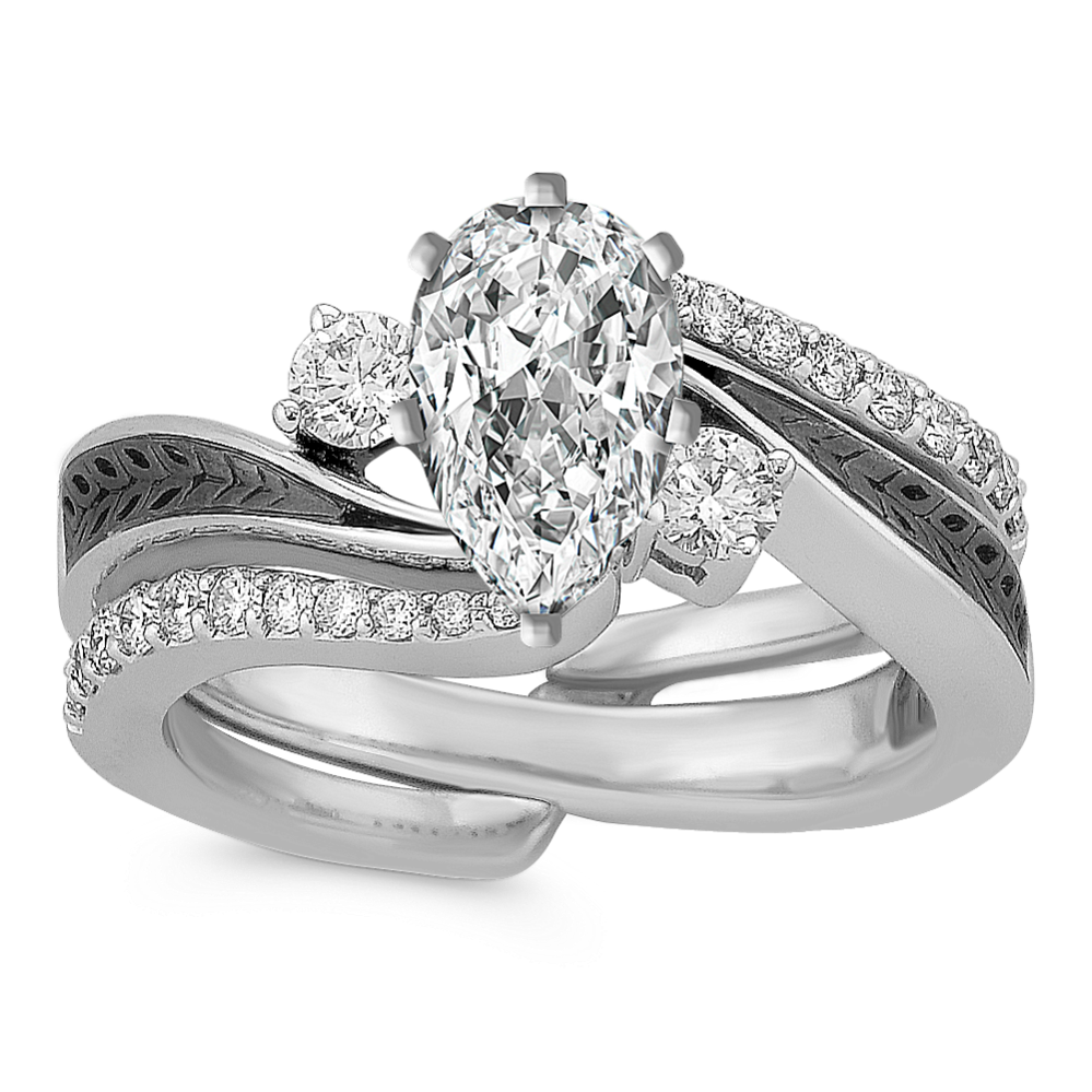 Maverick Diamond and Black Rhodium Wedding Set with Pave Setting