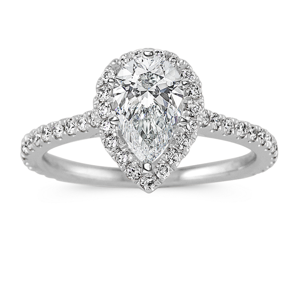Ella Halo Engagement Ring for 1.50 ct Pear