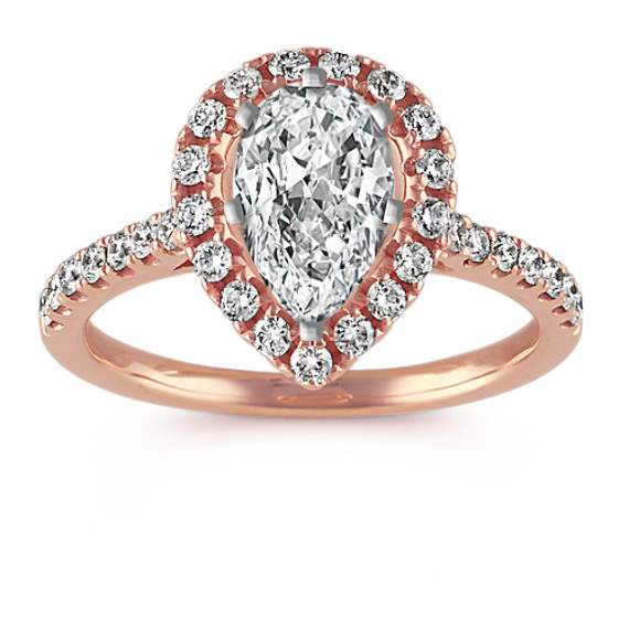 Pear-Shaped Halo Diamond Engagement Ring in 14k Rose Gold