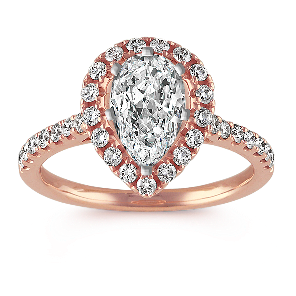 Pear-Shaped Halo Diamond Engagement Ring
