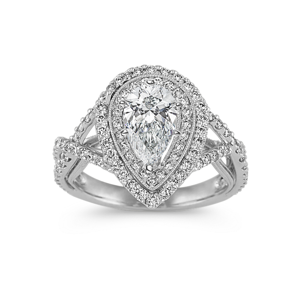 Diamond Swirl Double Halo Engagement Ring Shane Co.