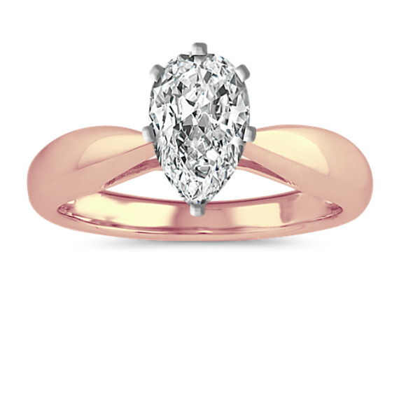 Solitaire Engagement Ring in 14k Rose Gold with Pear Diamond