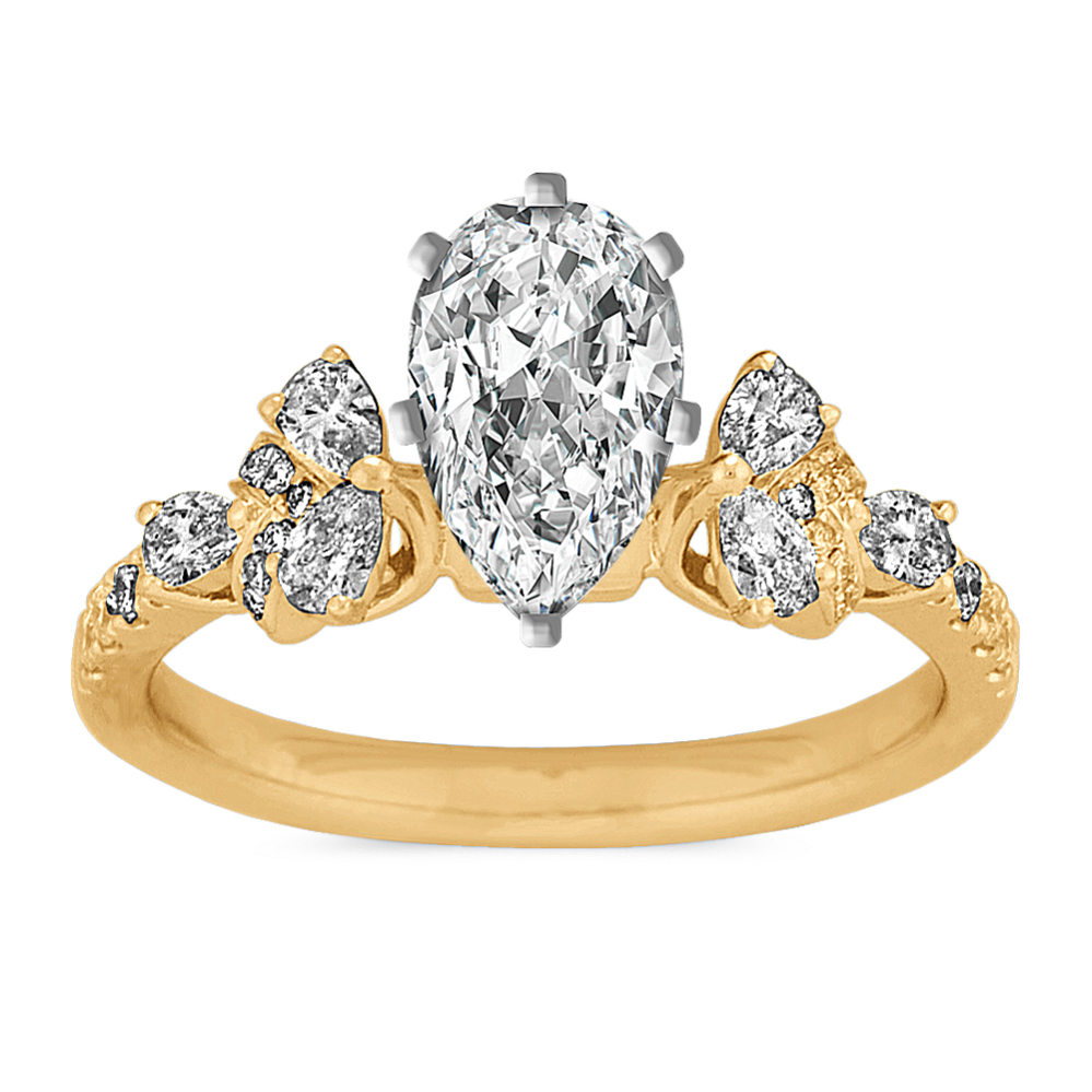 Classic Pear and Round Diamond Engagement Ring