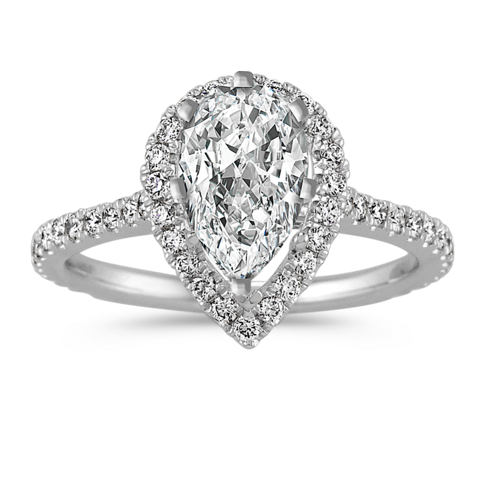 Ella Halo Engagement Ring for 1.75 ct Pear