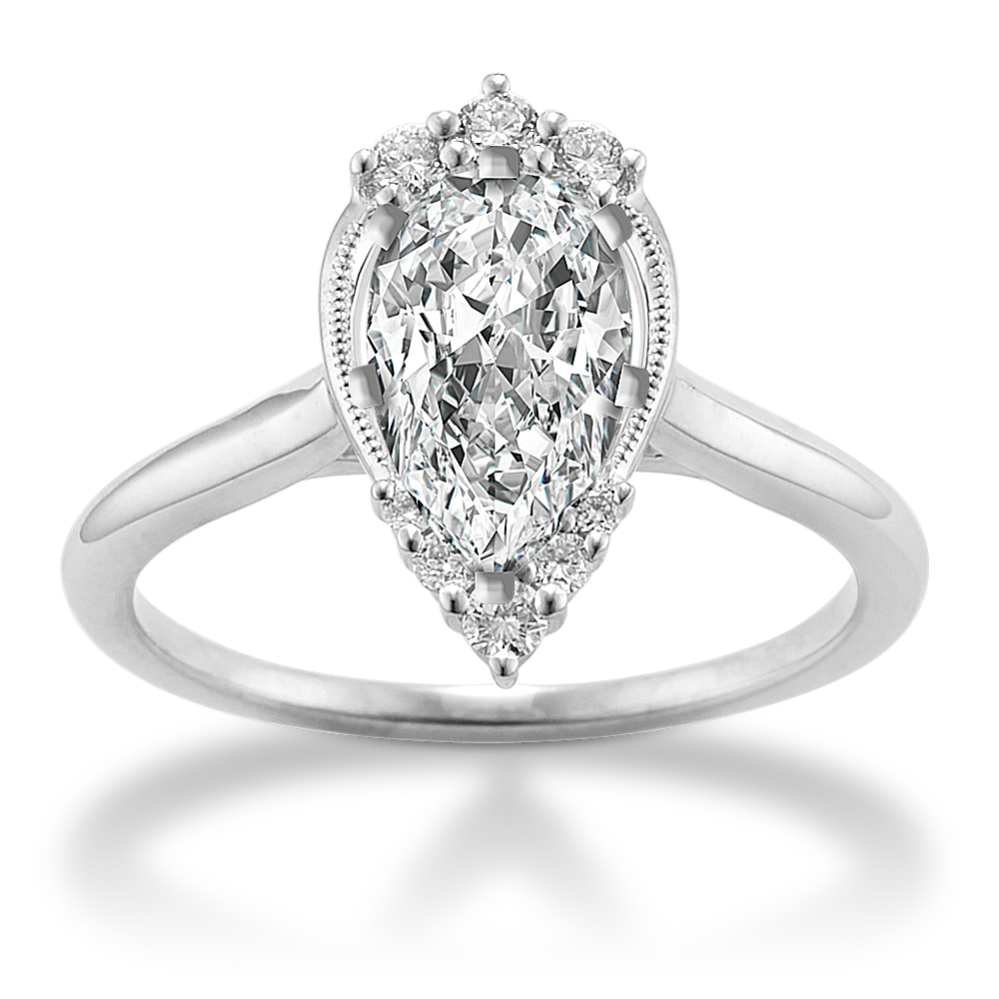 Lucienne Halo Engagement Ring Pear Shane Co