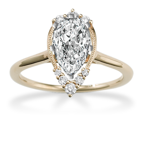 Dewdrop Natural Diamond Pear-Shaped Engagement Ring