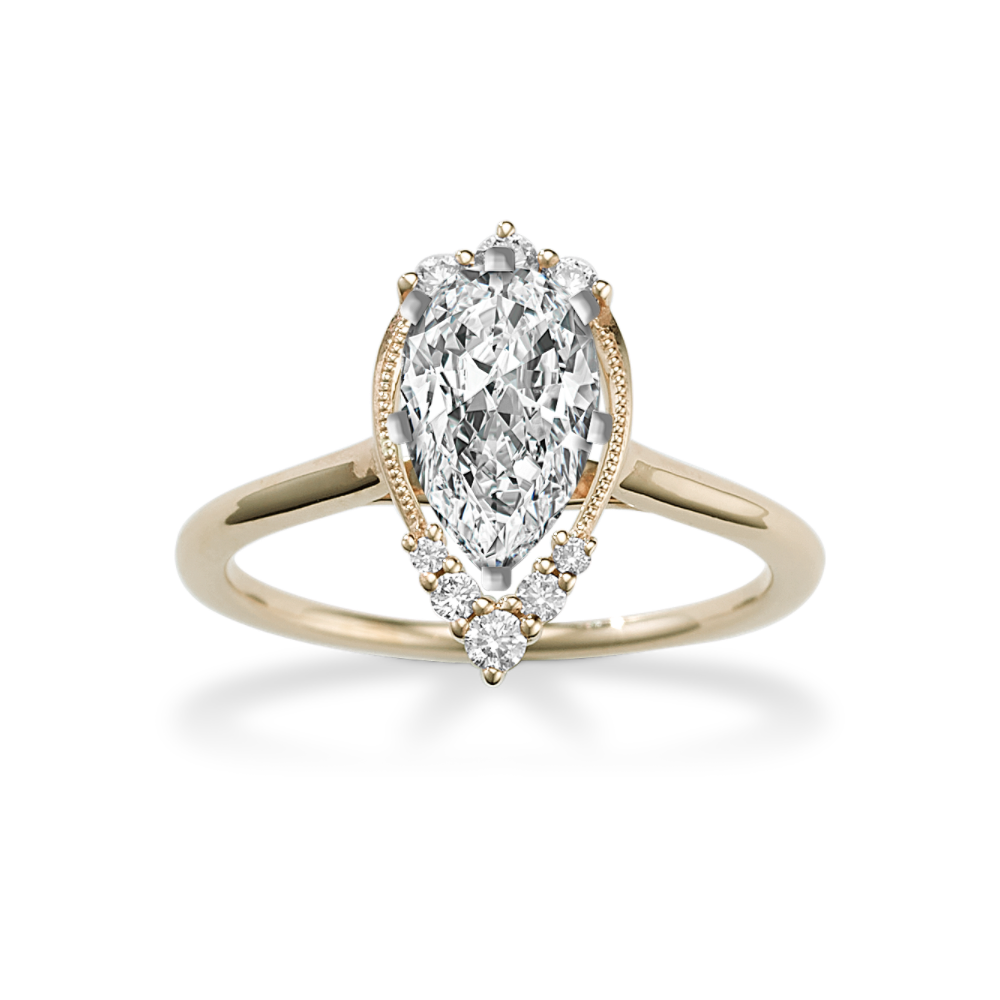 Dewdrop Natural Diamond Pear-Shaped Engagement Ring