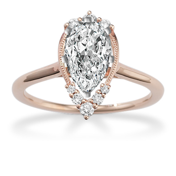 Arabella Diamond Halo Engagement Ring in 14K Rose Gold