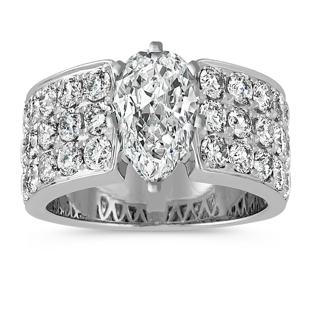 Pave-Set Round Diamond Engagement Ring in 14k White Gold